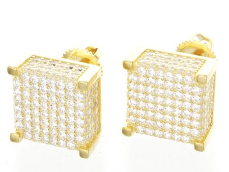 Men s Sterling Silver Gold Tone 9mm x 9mm Square Stud Earrings Supply