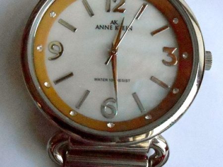 Anne Klein 10 9651 Mother of Pearl Dial Tan Leather Strap Women s Watch For Cheap