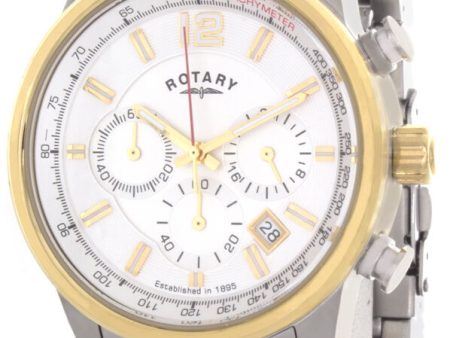 Rotary Mens White Dial Stainless Steel Bracelet Chronograph Watch GB00423 02 Online Sale