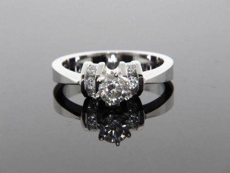 .45ct 14k Solid White Gold Natural Round Diamond Channel Set Engagement Ring on Sale