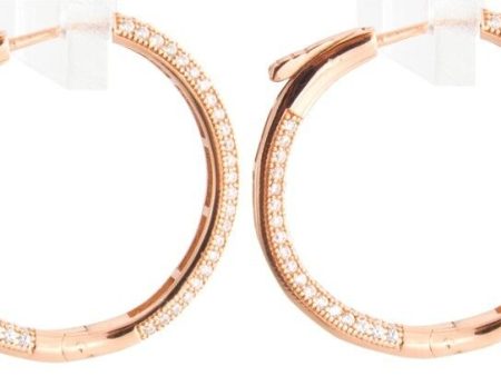 18k Rose Gold Plated Cubic Zirconia Round Hoop Women s Silver Earrings Fashion