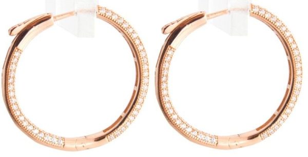 18k Rose Gold Plated Cubic Zirconia Round Hoop Women s Silver Earrings Fashion