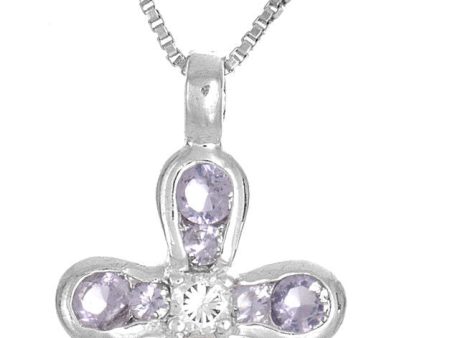 Ladies Sterling Silver 16 Inch Cubic Zirconia 14mm Cross Necklace on Sale