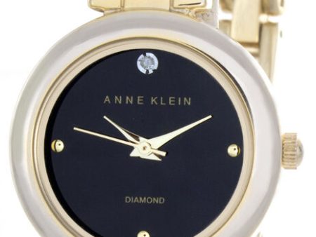 Anne Klein Women s Black Dial Gold Tone Metal Bangle Bracelet Watch AK 2078BKGB Sale