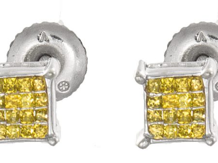 5mm 14k White Gold Yellow .30ct Diamond Stud Earrings on Sale