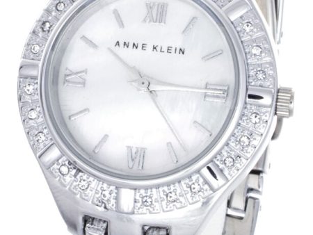 AK Anne Klein Crystals Bezel Mother of Pearl Dial Women s Watch AK 1703MPSV For Discount