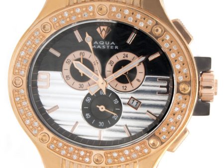 1ct Aqua Master Men s Rose Gold Case Silver Dial Diamond Bezel Watch W206 Online Hot Sale