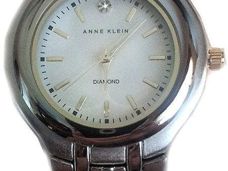 Anne Klein AK 1229SVTT White Dial Diamond Accent Stainless Steel Women s Watch Online now