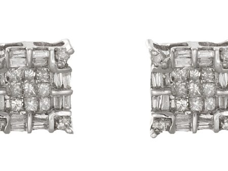 8mm 14k White Gold 1ct Diamond Earrings Sale