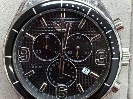 Adidas Plastic Cambridge Chrono Date Transparent Case Black Dial Watch ADH2542 Sale