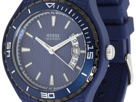 GUESS Men s Streamlined Bold Statement Blue Dial Rubber Watch U10663G3 Online