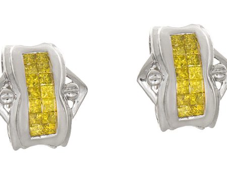 Women s 14mm 14k White Gold Yellow 1.63ct Diamond Stud Earrings Cheap