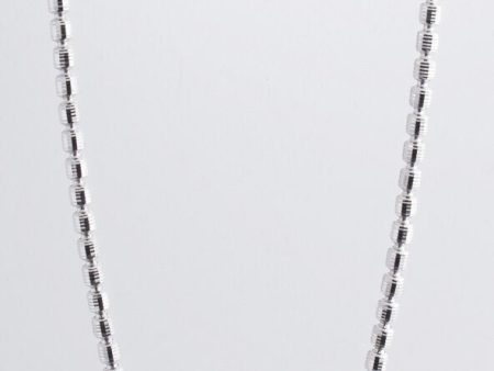 Unisex Silver Tone 3mm Diamond Cut Sterling Silver Bead 30 Inch Chain Necklace on Sale