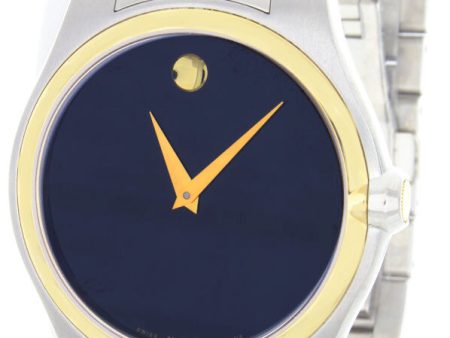 New Movado Men s Black Dial Gold-tone Bezel Silver-Tone Bracelet Watch Hot on Sale